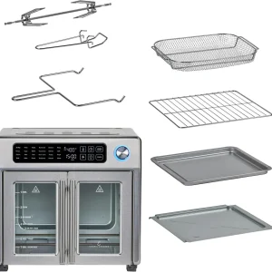 Emeril Lagasse Extra Large French Door Air Fryer Toaster Oven Combo, 24 Cooking Functions