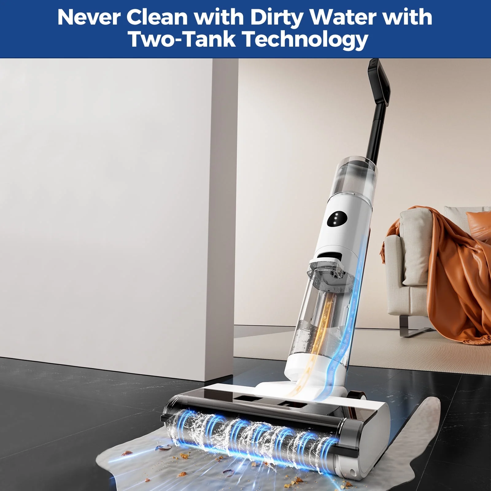 JONR ED12 Pro Max Wet Dry Vacuum Cleaner, 167-F Flashdry Self-Cleaning and 800ml Large Capacity Dirty Water Tank Smart Floor Cleaner
