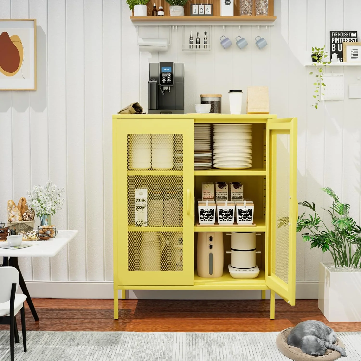 CHSHIN 40" H Blue Metal Storage Cabinet with 2-Mesh Doors for Home,Office,Kitchen,Bar(Width:31.5")