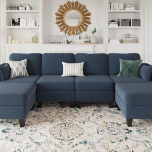 Modular Sectional Sofa, Convertible U Shaped Sofa Couch with High Density Memory Foam, 6 Seat Comfy Modular Sofa Couch for Living Room, Modern U Shaped Sectional Sofa, Dimgrey