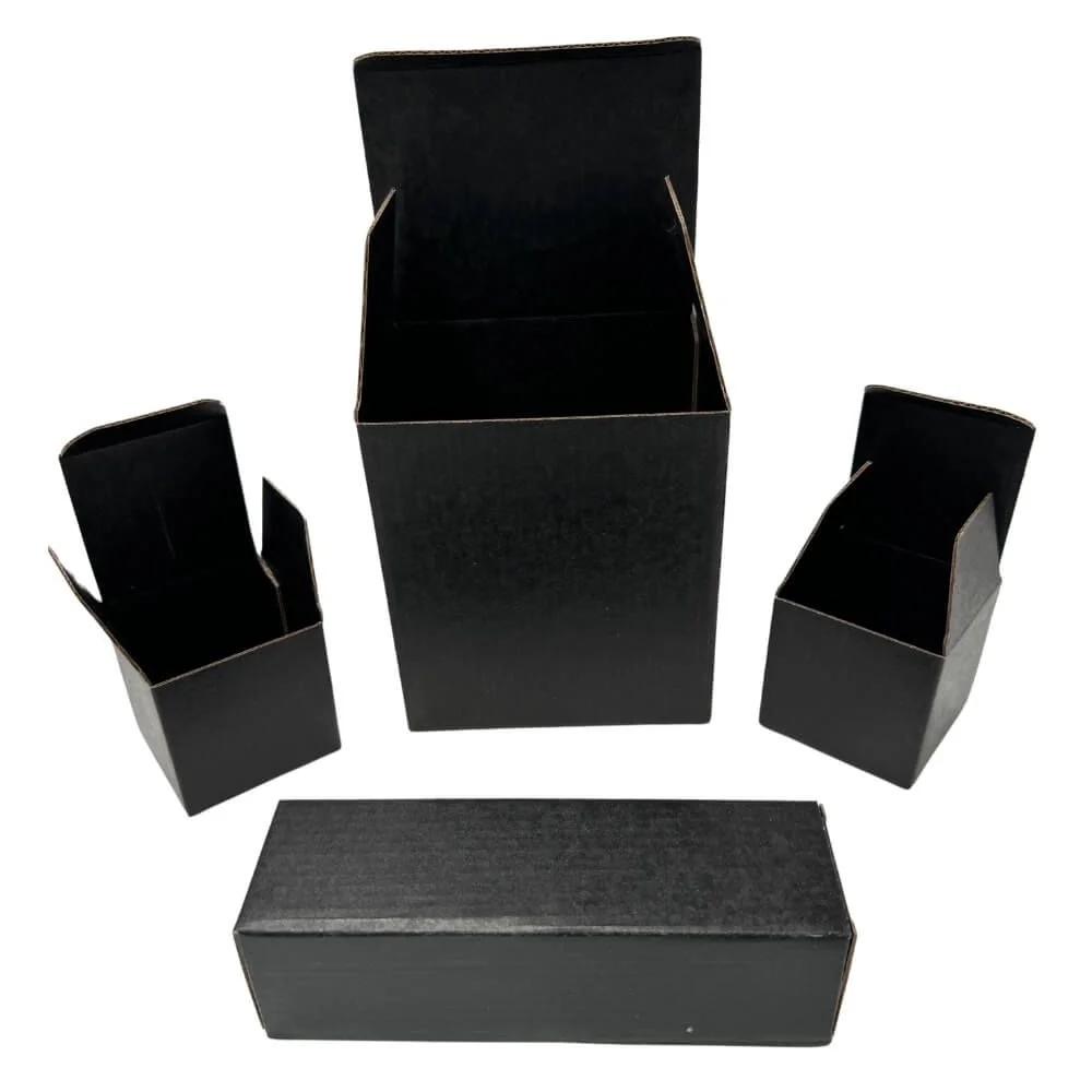 All Black Reverse Tuck Corrugated Boxes 5 x 5 x 5" (E Flute) - 100 Pack Semi-Gloss Black Luxury Black Gift Boxes for Christmas, Black Shipping Boxes for Gifting, Mailing, Personalized Gift Packing
