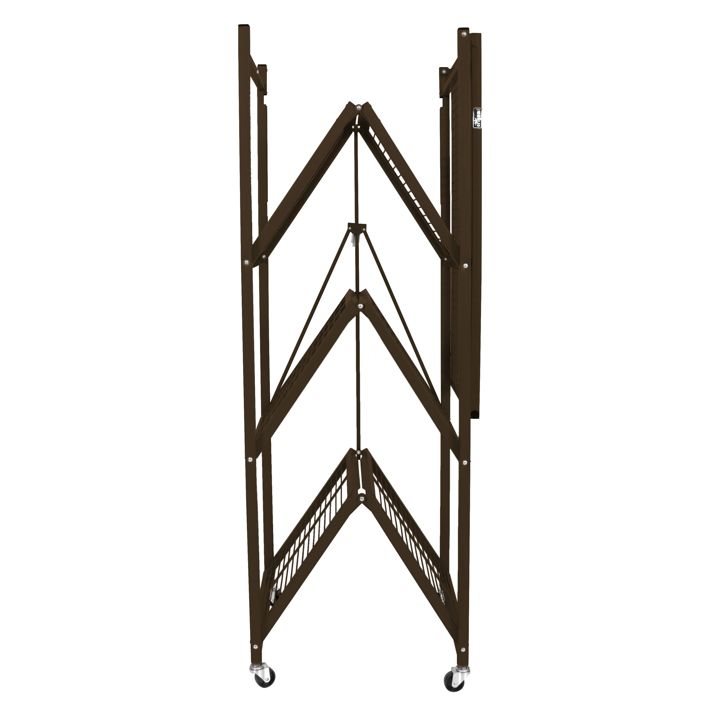 Origami 4 Tier Multipurpose Folding Storage Rack with Wheels, 3 Pack, Gray