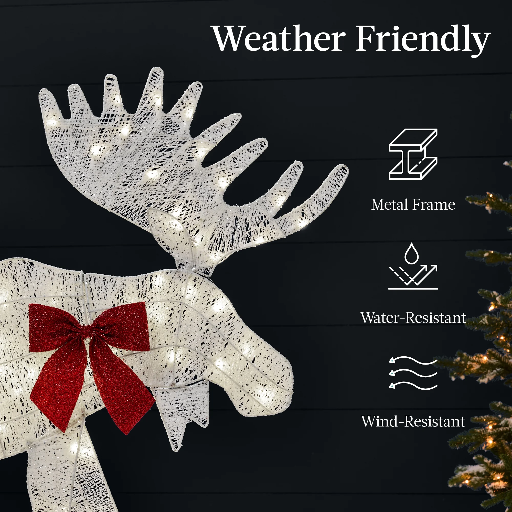 Best Choice Products 4ft 2-Piece Lighted 2D Christmas Moose Set Outdoor Decor w/ 125 LED Lights, Stakes - Rattan