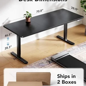 UANUO 48 x 24 inch Electric Standing Desk, Height Adjustable Table with Headphone Hooks & Cable Manager, Sit to Stand up Desk for Home Office, Vintage Brown