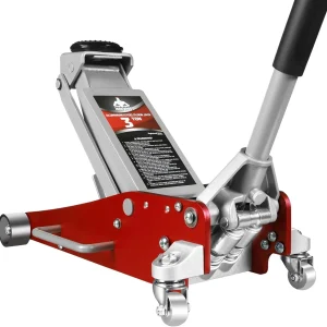 3 Ton Low Profile, Aluminum and Steel Racing Floor Jack with Dual Pistons Quick Lift Pump for Sport Utility Vehicle, Lifting Range 3-15/16" min to 18-5/16" max, Red