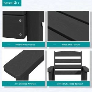 SERWALL 7-Piece Patio Table Set, Outdoor HDPE Dining Furniture with Umbrella Hole, All Weather Table and Chairs for Lawn, Garden, Poolside, Aruba