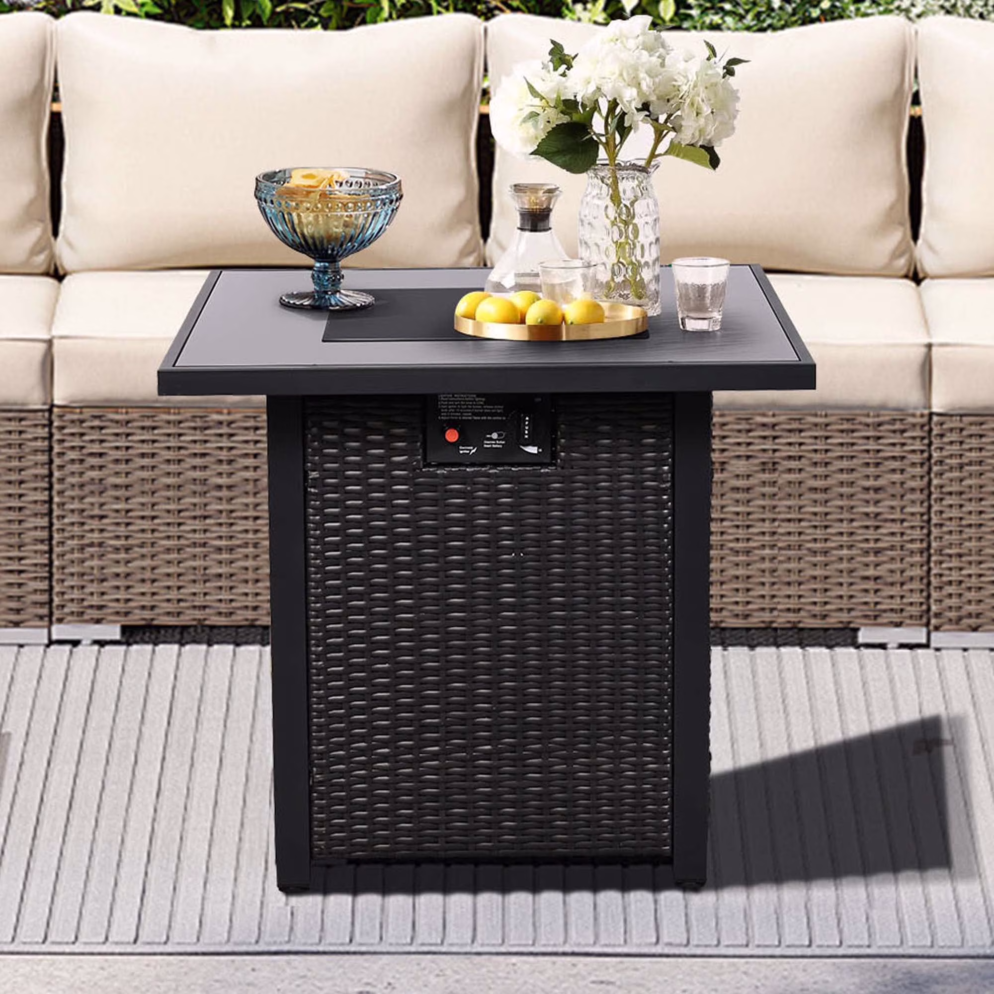 Ainfox 7 Pcs Outdoor Patio Furniture Sofa Set on Sale, Grey Rattan Grey Cushion