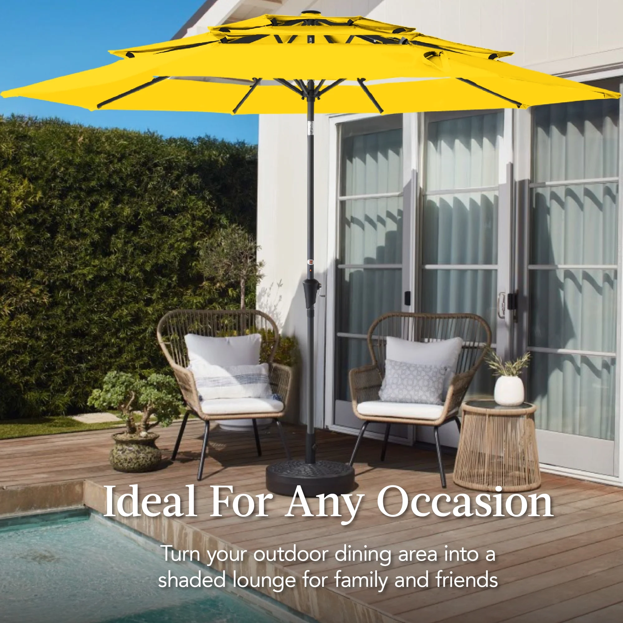 Best Choice Products 10ft 3-Tier Patio Umbrella, Market Sun Shade w/ Tilt Adjustment, Easy Crank - Red