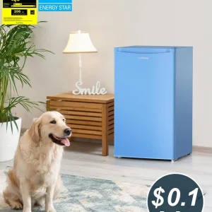 Upstreman 3.2 Cu.Ft Mini Fridge with Freezer, Single Door Mini Fridge, Dorm Fridge, Adjustable Thermostat, Mini Refrigerator for Bedroom, Office, Dorm, Black-BR321