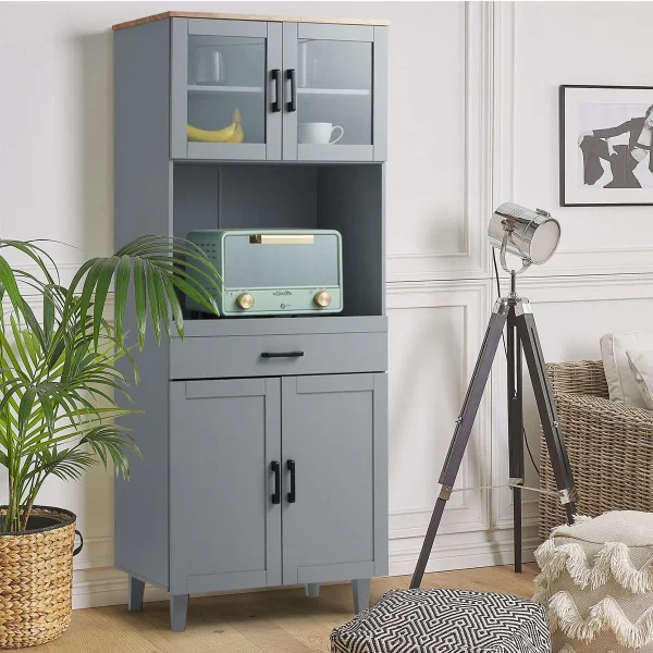 Erinnyees Kitchen Cabinet Pantry Cabinets with 2 Cabinets, 1 Cutlery Drawer, 1 Open Shelf, Kitchen Storage Cabinets for Home&Office