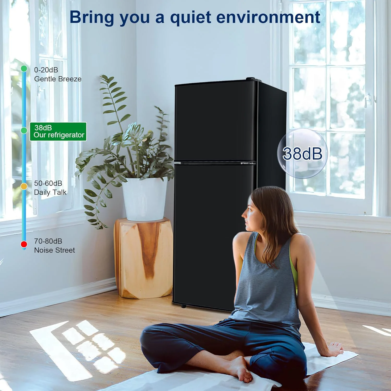 GGTB 4.8 Cu. Ft. Apartment Refrigerator with Freezer, Dorm Fridge with Adjustable Thermostat & Shelves, Mini Refrigerator Freezer for RV, Kitchen, Office, College, Black