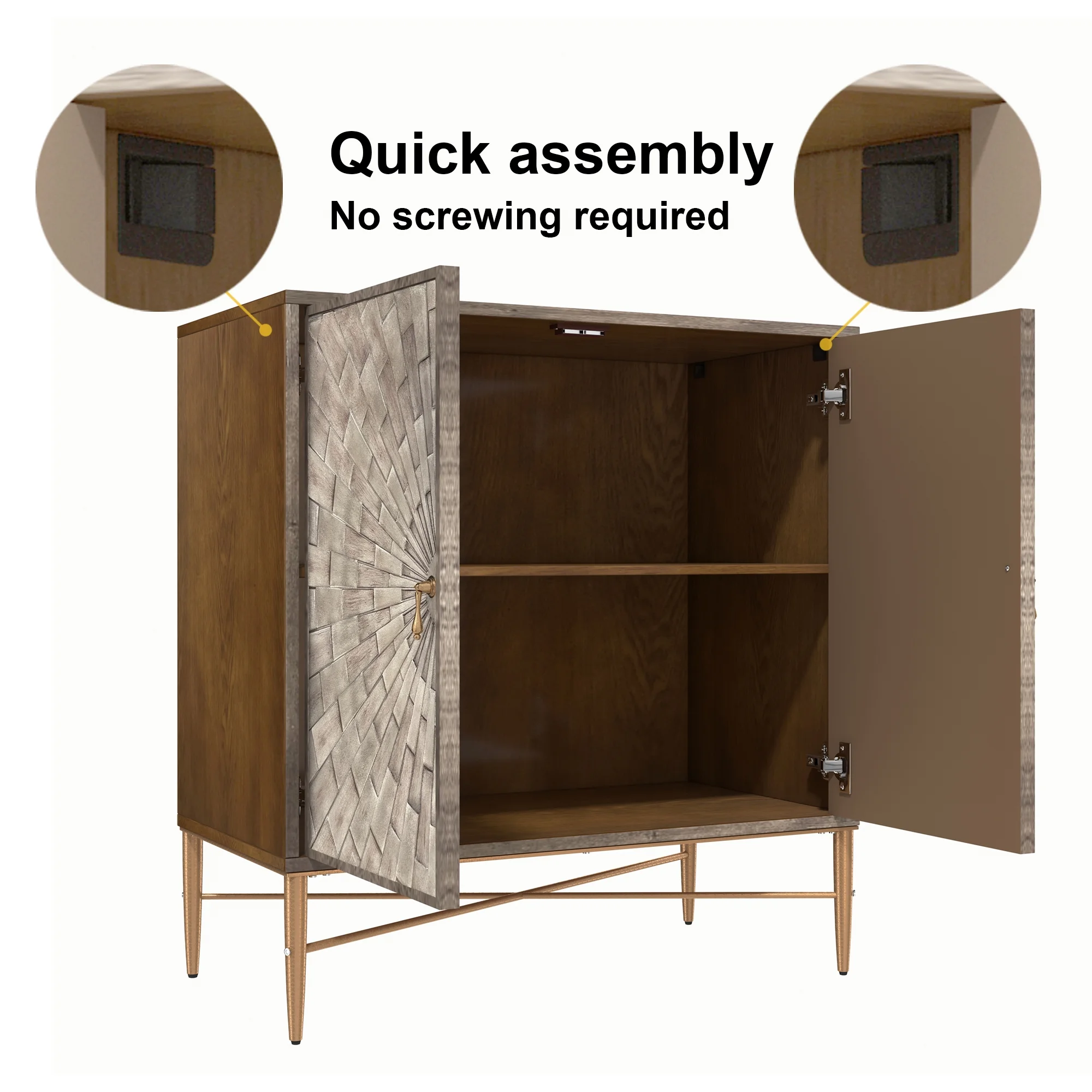 Clihome 2-Door Freestanding Locker Storage Accent Cabinet Blue