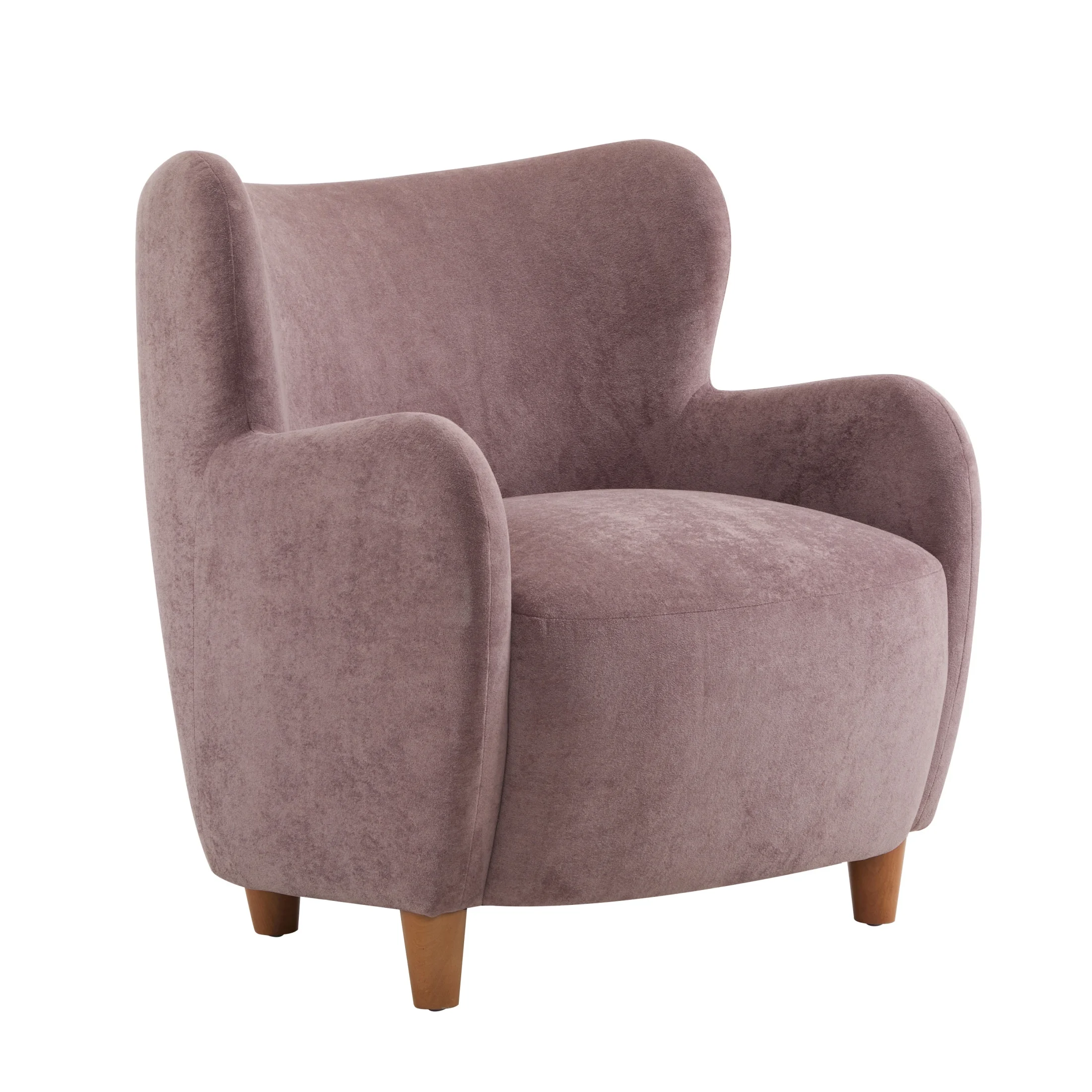 Christopher Knight Home Mid-Century Modern Velvet Wingback Accent Chair with Birch Legs, White