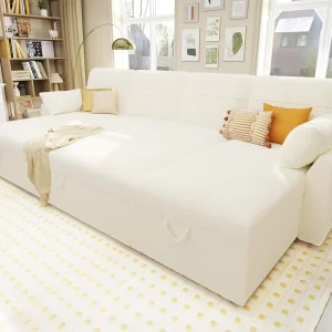 VanAcc Sofa Bed, Sleeper Sofa with Storage Chaise 2 in 1 Pull Out Couch Living Room