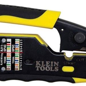 Klein Tools VDV226-110 Ratcheting Modular Cable Crimper / Wire Stripper / Wire Cutter, for RJ11/RJ12 Standard and RJ45 Pass-Thru Connectors