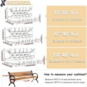 Replacement Cushions for Swing, Waterproof Porch Swing Cushion, 2-3 Seat Outdoor Bench Cushion with Backrest for Patio Furniture Garden Porch Loveseat Glider Pad (Sky Blue 70*40in)