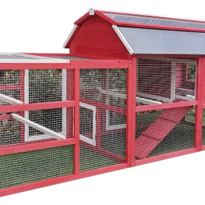 Chicken Coop Outlet Large 102" Wood Backyard Hen House Nesting Box & Run & Cleaning Tray