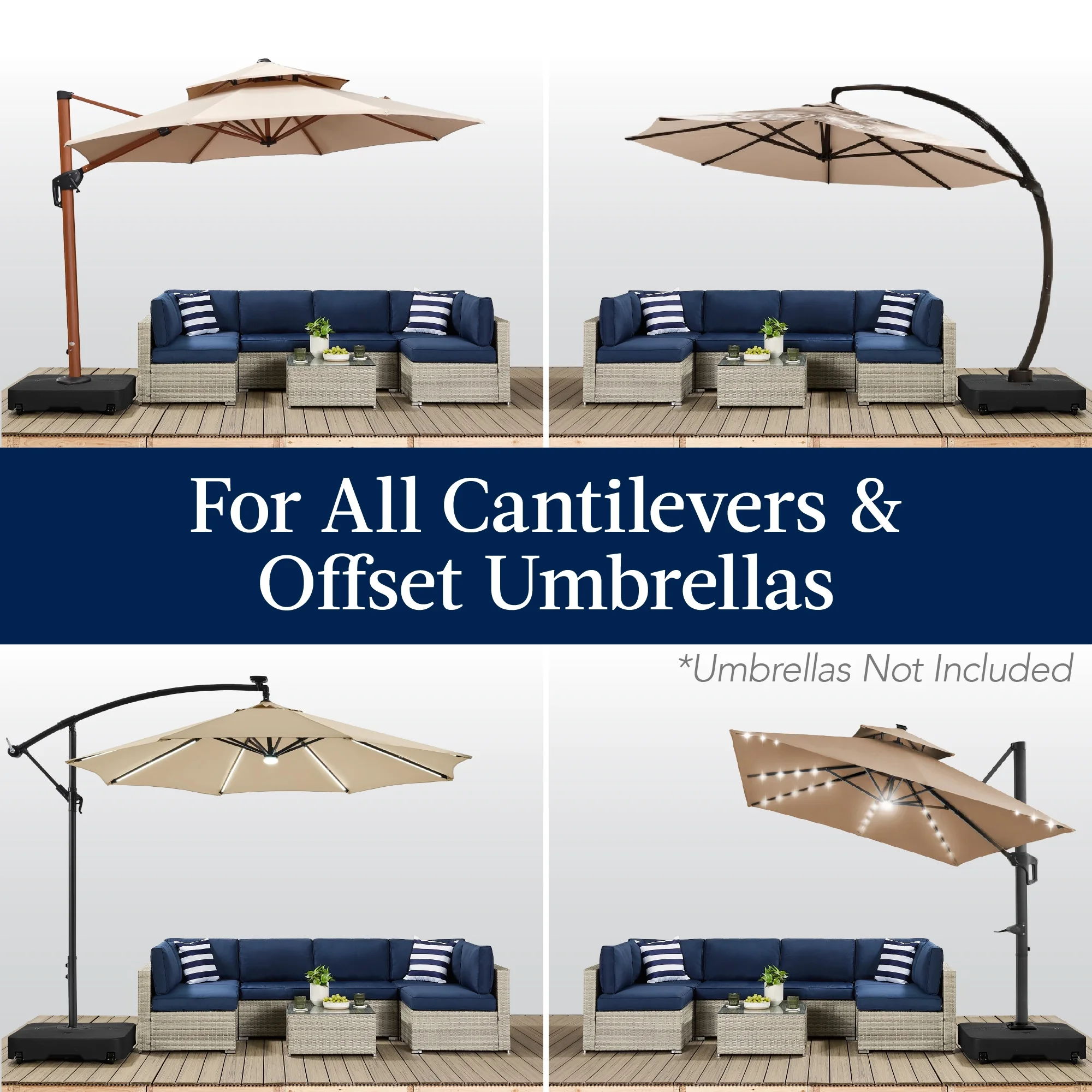 Best Choice Products Heavy-Duty Outdoor Cantilever Base Stand w/ Wheels, Locks, Fillable 330lb Capacity - Black
