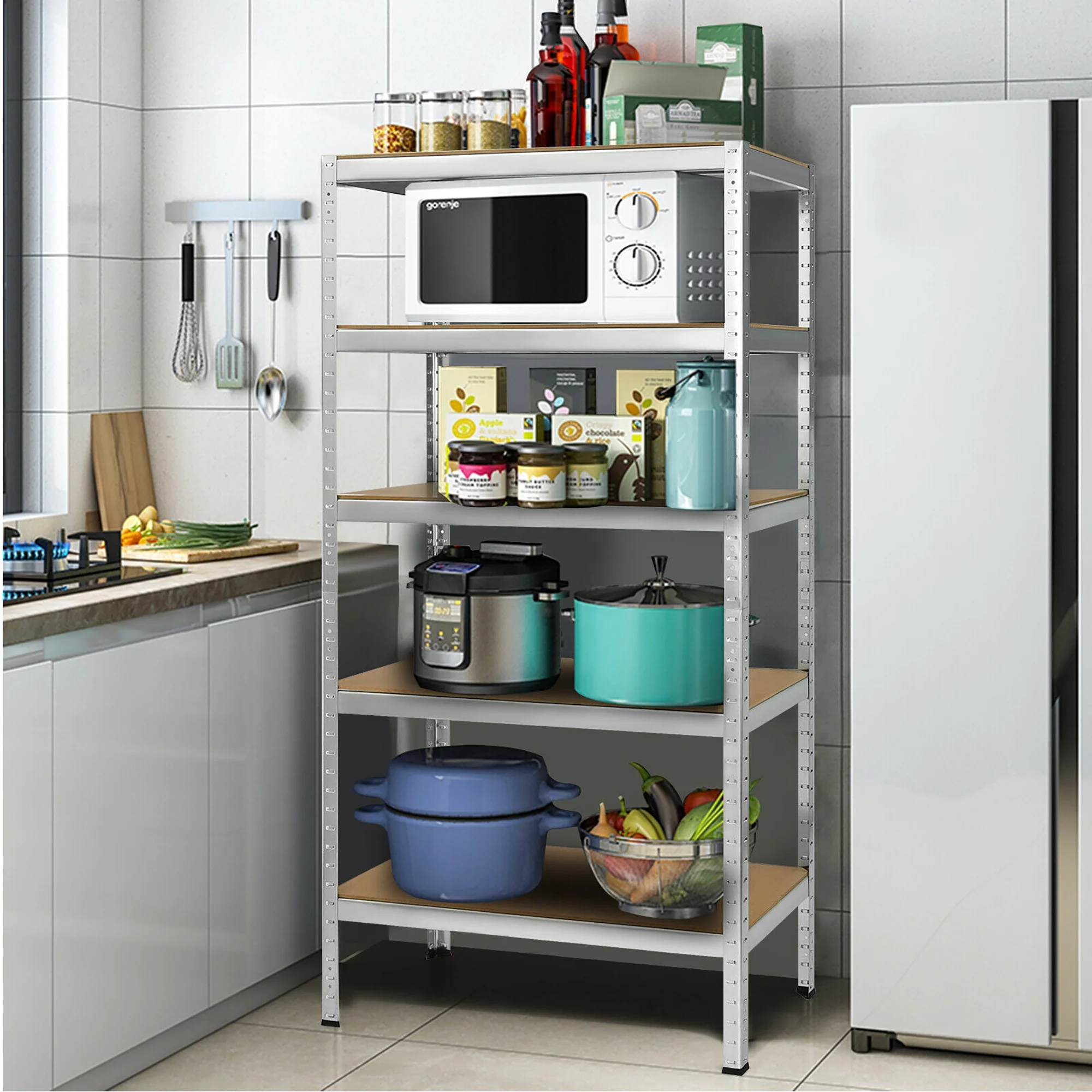 Costway 72'' Heavy Duty Steel 5 Level Garage Shelf Storage Adjustable Shelves Silver