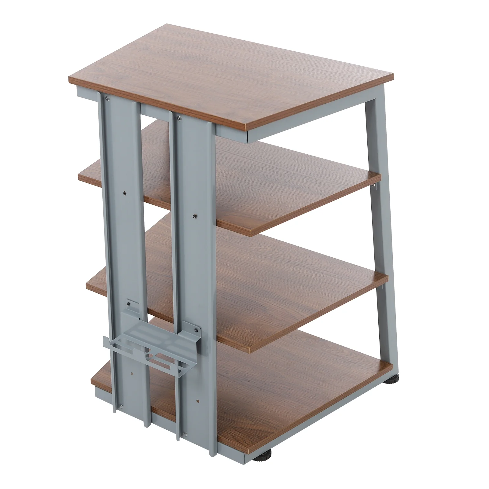4-Tier AV Media Stand, Multi-Functional Storage Shelf for Organizing and Storing TV Accessories, CD Changers, Receivers, DVD Players, Game Consoles, and Other Media Equipment, Brown and Grey