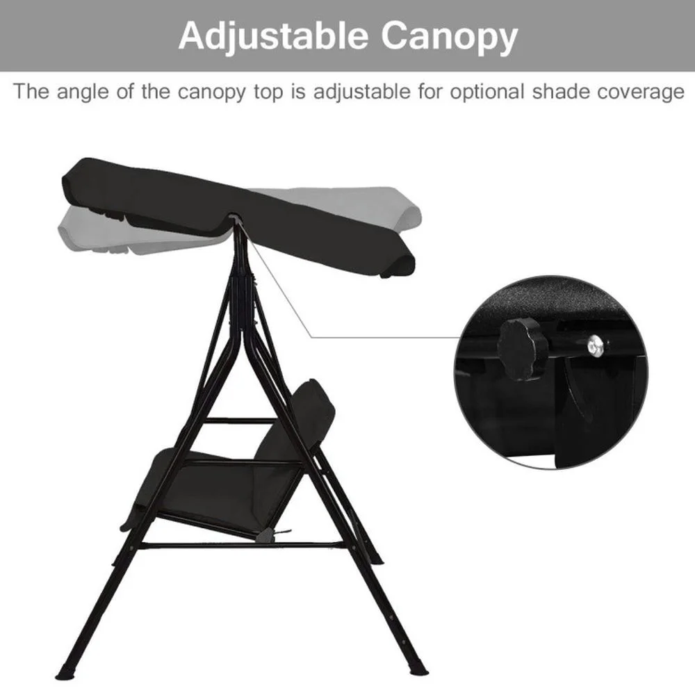 Topcobe Loveseat Cushioned Patio Steel Frame Swing Glider, Outdoor Patio Furniture for Balcony Garden Backyard -Black