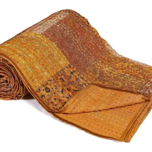 Handicraft Rajasthani Quilt Handmade Bed Cover Silk Bedsheet Home Decor Quilt