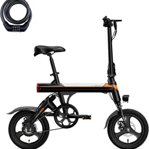 Jasion EB3 Electric Bike Adults 21mph, 500W Peak Motor, 270Wh Battery, Rear Suspension, 3 Levels Assist, 14′′ Folding Ebike for Adults and Teens, Complies to UL2849