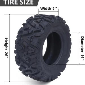 26x12x12 Atv Tires, Set of 2 Atv Tires 26x12-12 6PR, All Terrain Atv/Utv Off-Road Tires, Black