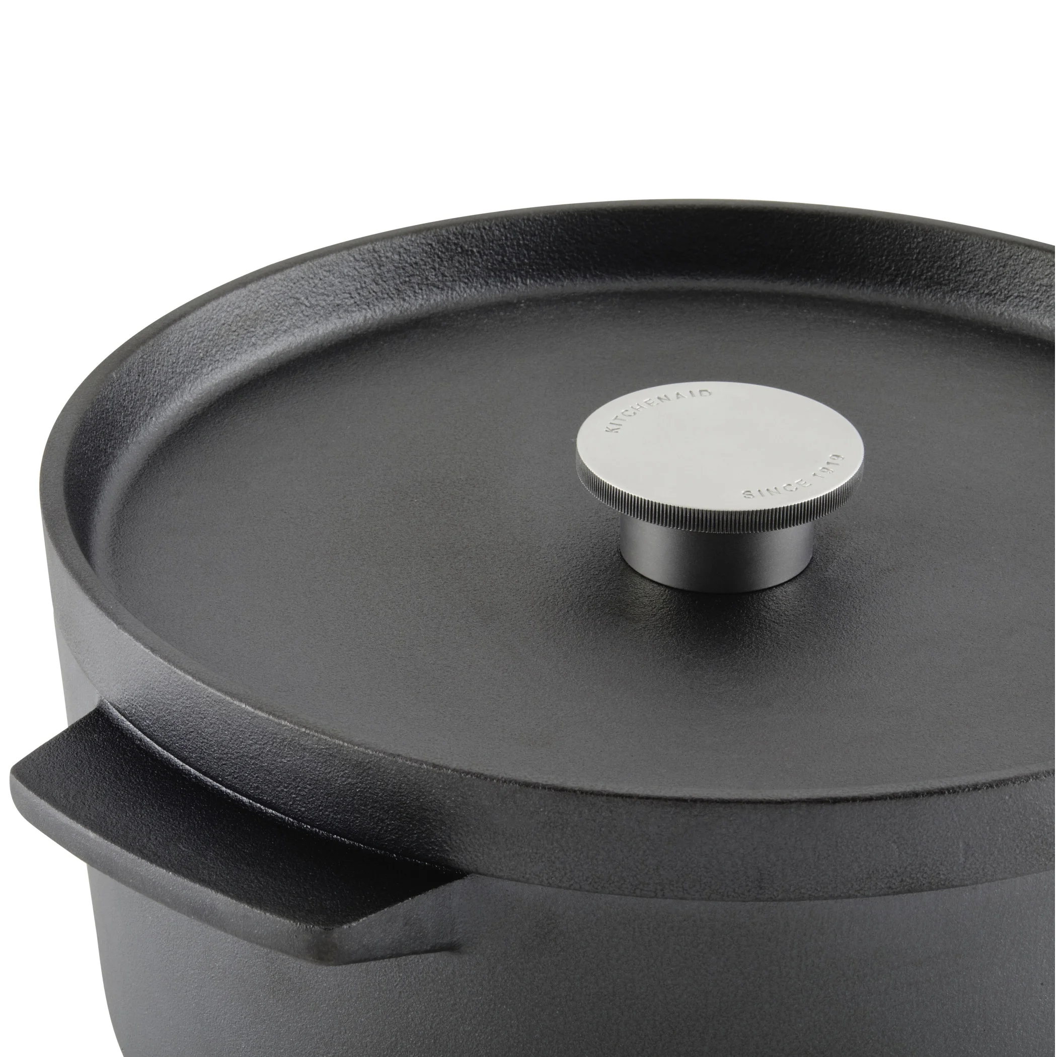 KitchenAid Seasoned Cast 6 Quart Iron Induction Dutch Oven Casserole, Metal Utensil, Broiler and Oven Safe to 500-F, Cast Iron Black
