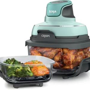 Ninja Crispi 4-in-1 Portable Glass Air Fryer Cooking System, 1500W, 4QT & 6-Cup TempWare Glass Containers with Storage Lids, Microwave, Freezer & Dishwasher Safe