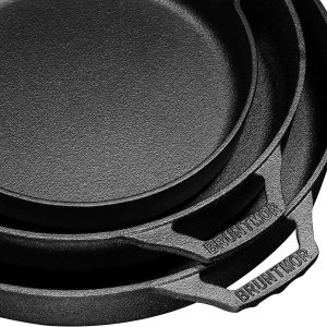 Bruntmor Pre-Seasoned Cast Iron Cookware Set - 8-Piece Bundle with Skillets, Grill Pan, Dutch Oven, Pizza Pan, and Utensils - Durable Pots and Pans Set for Cooking - Ideal Gift for Home or Camping