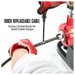 100FT Drain Cleaner Replacement Cable 3/8 Inch - Solid Snake Cable for 1.5-3 Inch Pipes - Compatible with 100ft Drain Cleaning Machines Black