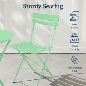 Best Choice Products 3-Piece Small Bistro Set, Folding Patio Furniture Set of 2 Chairs and Table - Black
