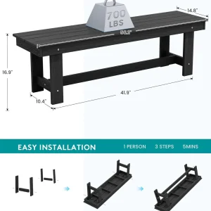 SERWALL 7-Piece Patio Table Set, Outdoor HDPE Dining Furniture with Umbrella Hole, All Weather Table and Chairs for Lawn, Garden, Poolside, Aruba