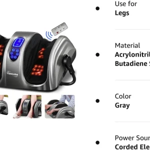 Shiatsu Foot Massager with Heat-Foot Massager Machine for Neuropathy, Plantar Fasciitis and Pain Relief-Massage Foot, Leg, Calf, Ankle with Deep Kneading Heat Therapy, Gift for Mother's Day