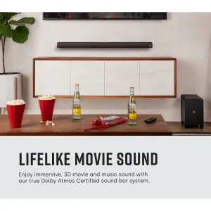 Polk Audio Signa S2 Low Profile TV Sound Bar, Works with 4K & HD TVs, Wireless Subwoofer, Includes HDMI & Optical Cables, Bluetooth Enabled, Black