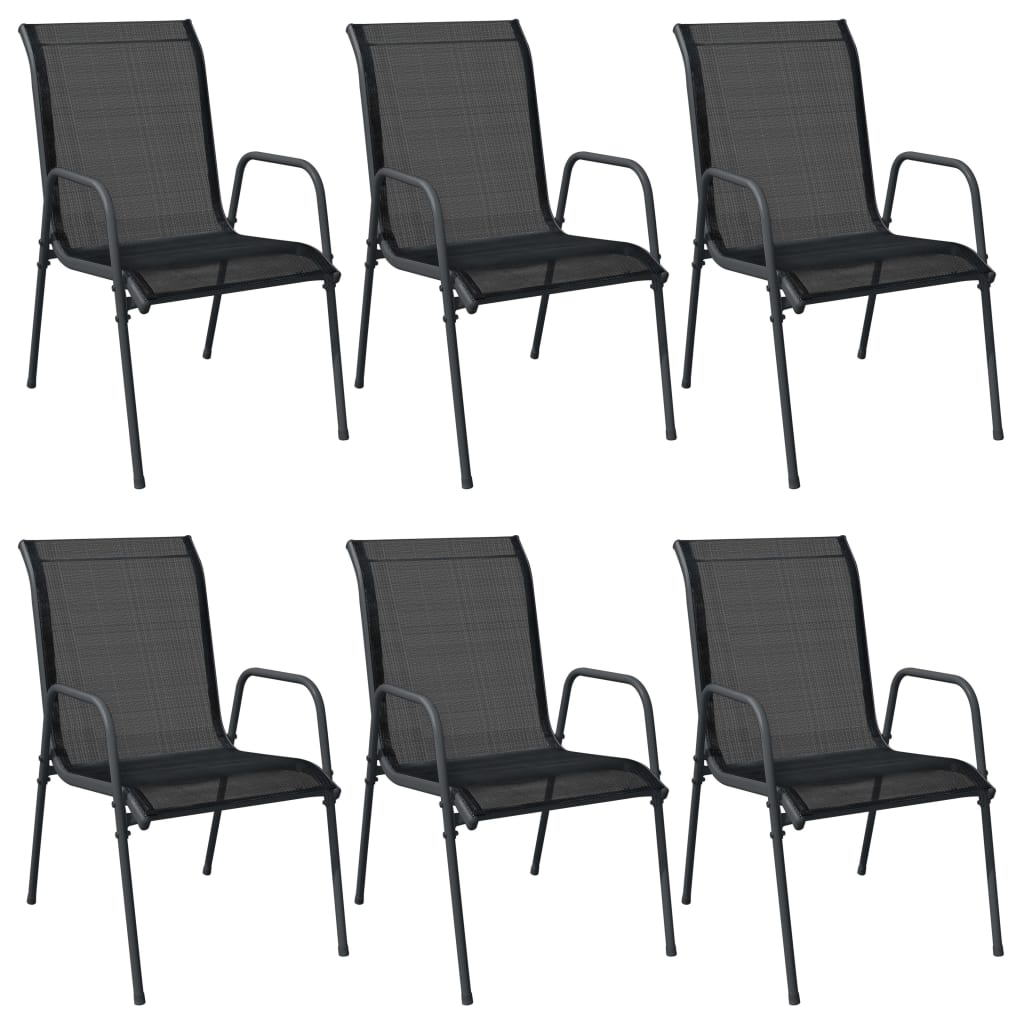 vidaXL Steel Outdoor Waterproof Patio Chairs, Black (Set of 2)