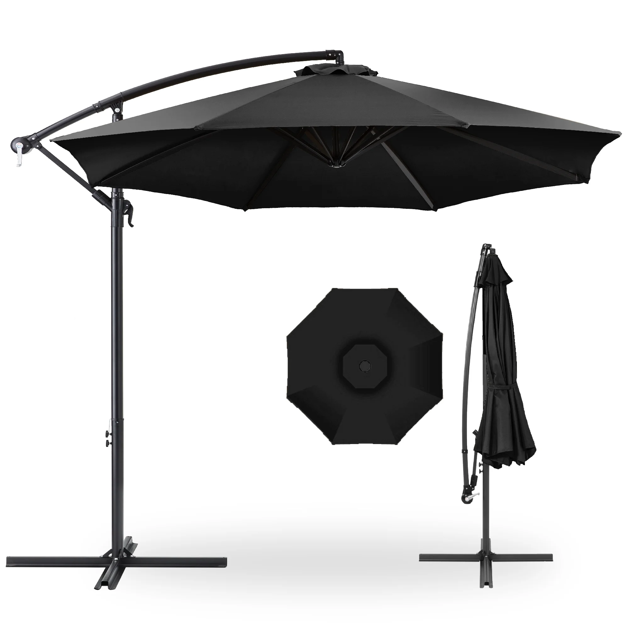 Best Choice Products 10ft Offset Hanging Outdoor Market Patio Umbrella w/ Easy Tilt Adjustment - Tan