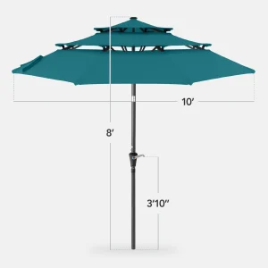 Best Choice Products 10ft 3-Tier Patio Umbrella, Market Sun Shade w/ Tilt Adjustment, Easy Crank - Red