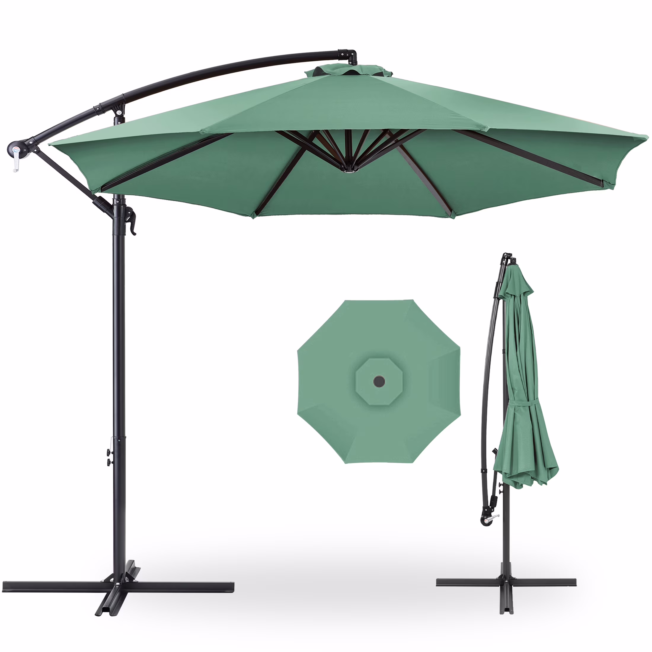 Best Choice Products 10ft Offset Hanging Outdoor Market Patio Umbrella w/ Easy Tilt Adjustment - Tan