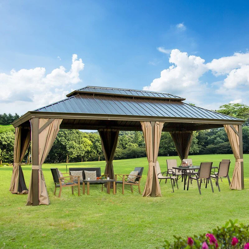 Calaro 19.5 Ft. W x 11 Ft. D Galvanized Steel Patio Gazebo