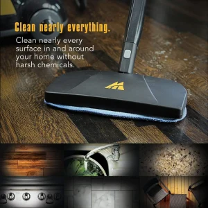McCulloch MC1375 Canister Steam Cleaner with 20 Accessories, Extra Long Power Cord, Chemical Free Cleaning for Most Floors, Counters, Appliances, Windows, Autos, and More, 1 (Pack), Black