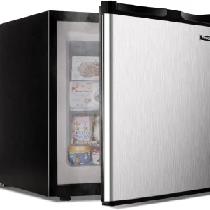 Upright freezer, 3.0 Cubic Feet, Single Door Compact Mini Freezer with Reversible Stainless Steel Door, Small freezer for Home/Dorms/Apartment/Office (Silver)