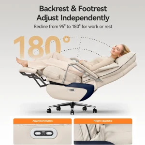 M80 Dual Motor Executive Office Chair with Footrest, Big & Tall, 420lbs, Beige