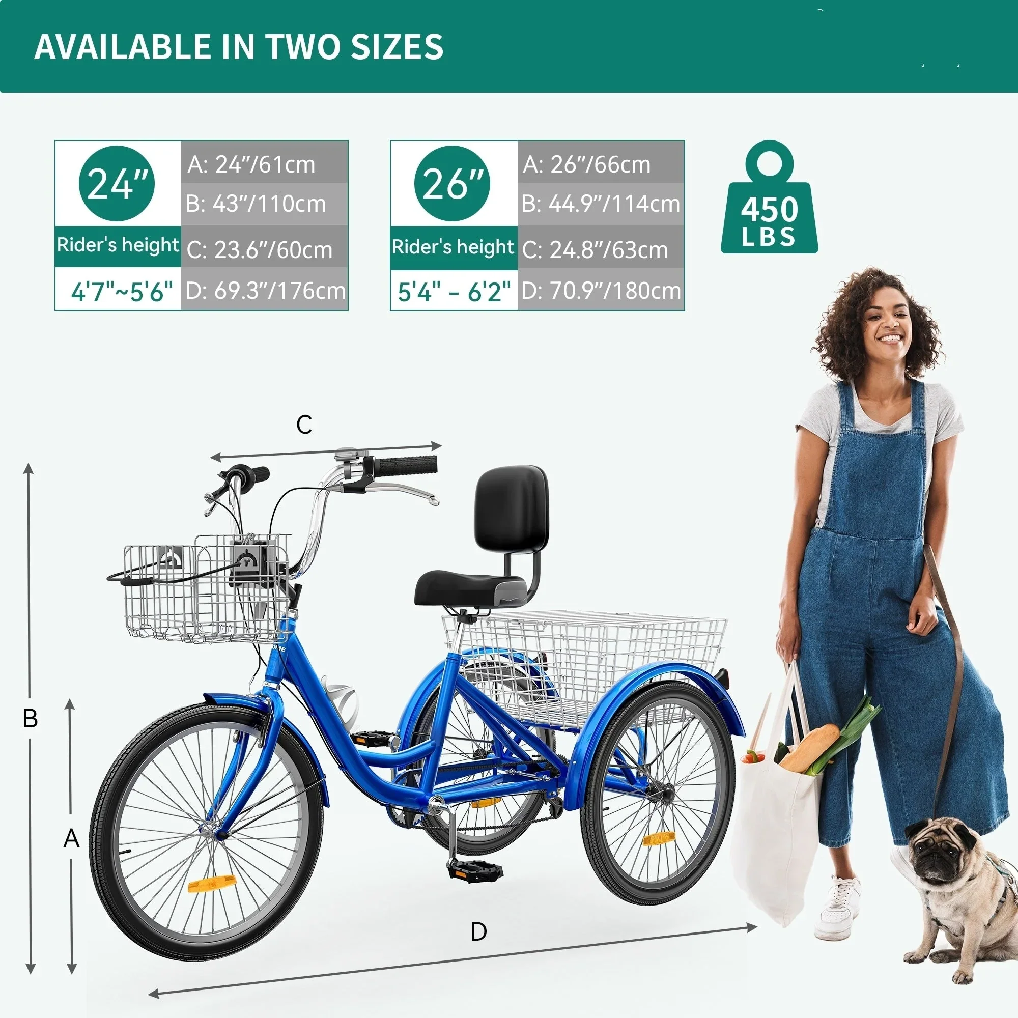 26 Adult Tricycle 3 Wheel Bikes 7 Speed Trike Bike