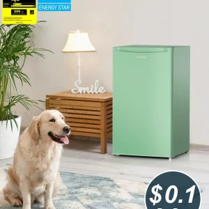 Upstreman 3.2 Cu.Ft Mini Fridge with Freezer, Single Door Mini Fridge, Dorm Fridge, Adjustable Thermostat, Mini Refrigerator for Bedroom, Office, Dorm, Black-BR321