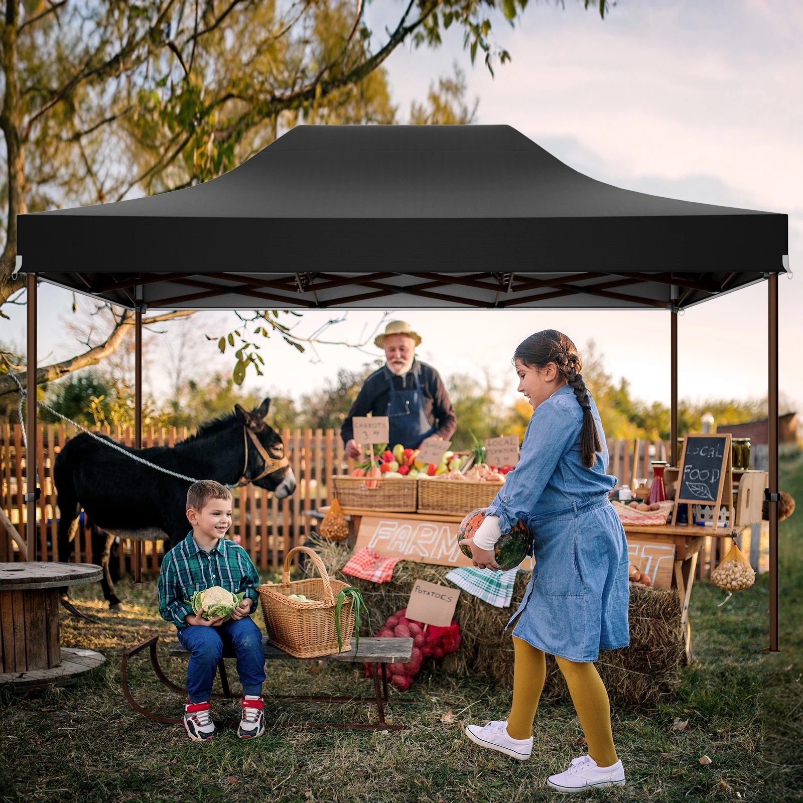 COBIZI 10x15 Pop Up Canopy Tent Heavy Duty with Sidewall, Commercial Outdoor Easy Pop Up Gazebo for Party Wedding All Weather Waterproof UV 50+ with Roller Bag(Leg Upgraded),Black