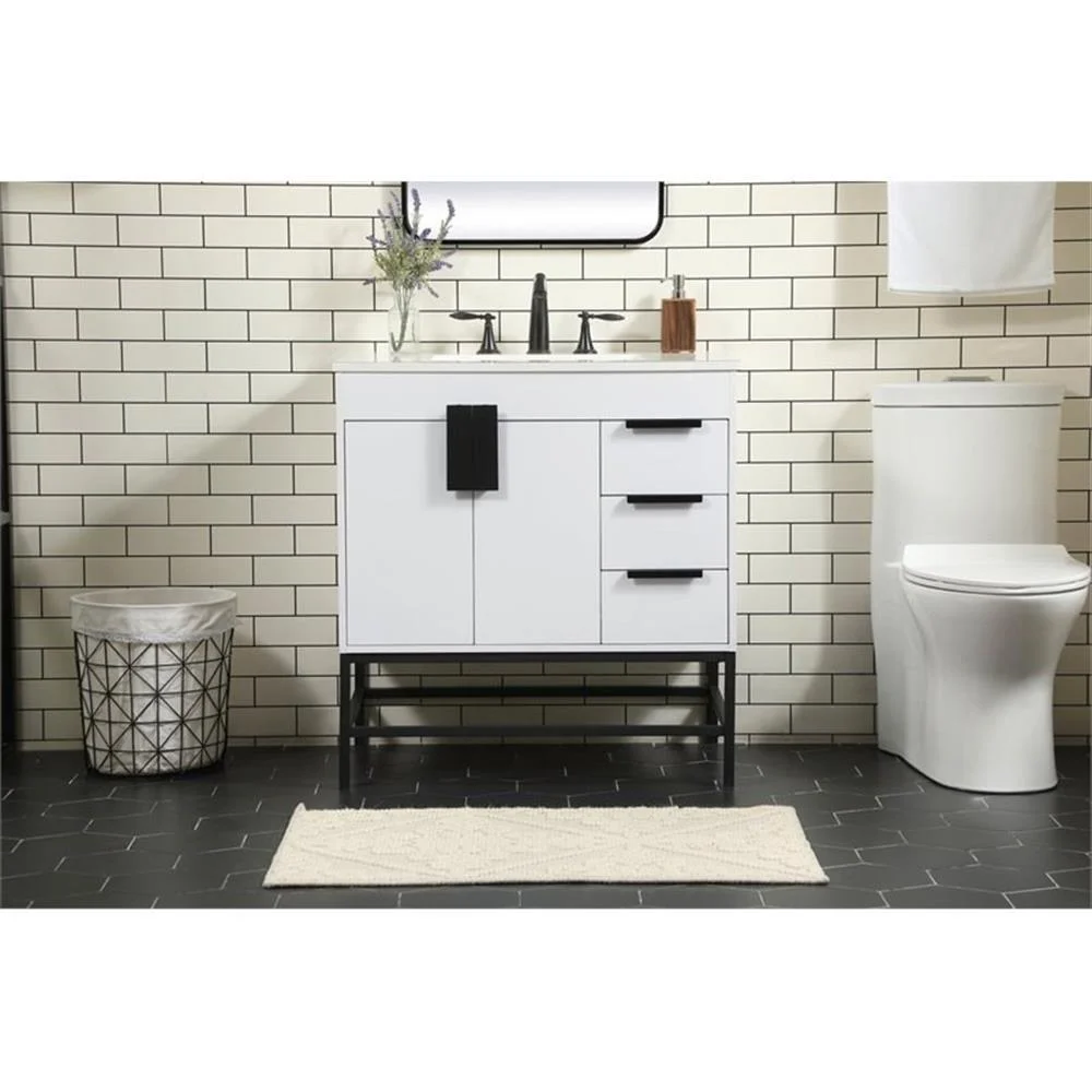 Elegant Kitchen and Bath 32 Inch Single Bathroom Vanity In Green