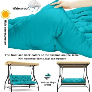 Replacement Cushions for Swing, Waterproof Porch Swing Cushion, 2-3 Seat Outdoor Bench Cushion with Backrest for Patio Furniture Garden Porch Loveseat Glider Pad (Sky Blue 70*40in)