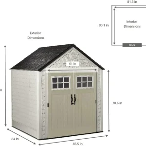Rubbermaid Resin Outdoor Storage Shed With Floor Weather Resistant Gray Organization for Home